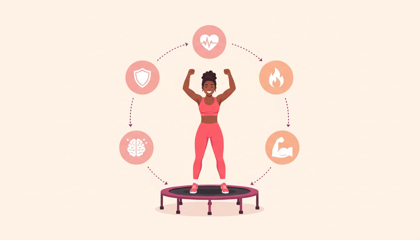 Infografía beneficios del trampolín fitness
