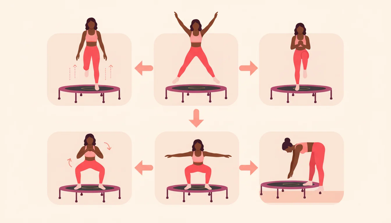 Infografía ejercicios trampolín principiantes