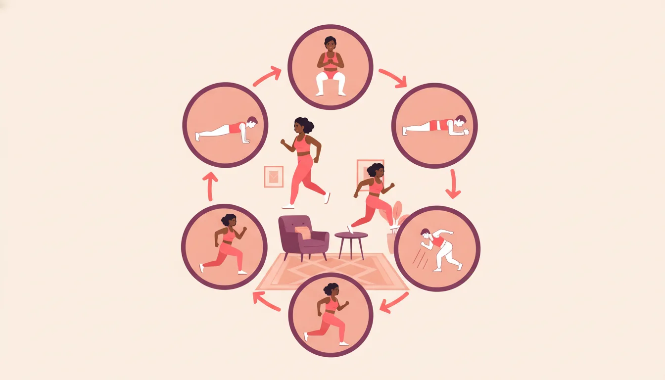 Infografía Rutina Tabata de 20 minutos: cuerpo completo sin material
